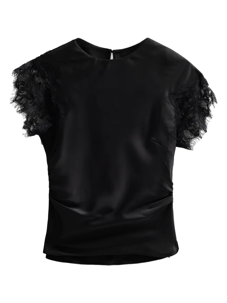 Amur Women's Zina Lace-Trim Satin Top