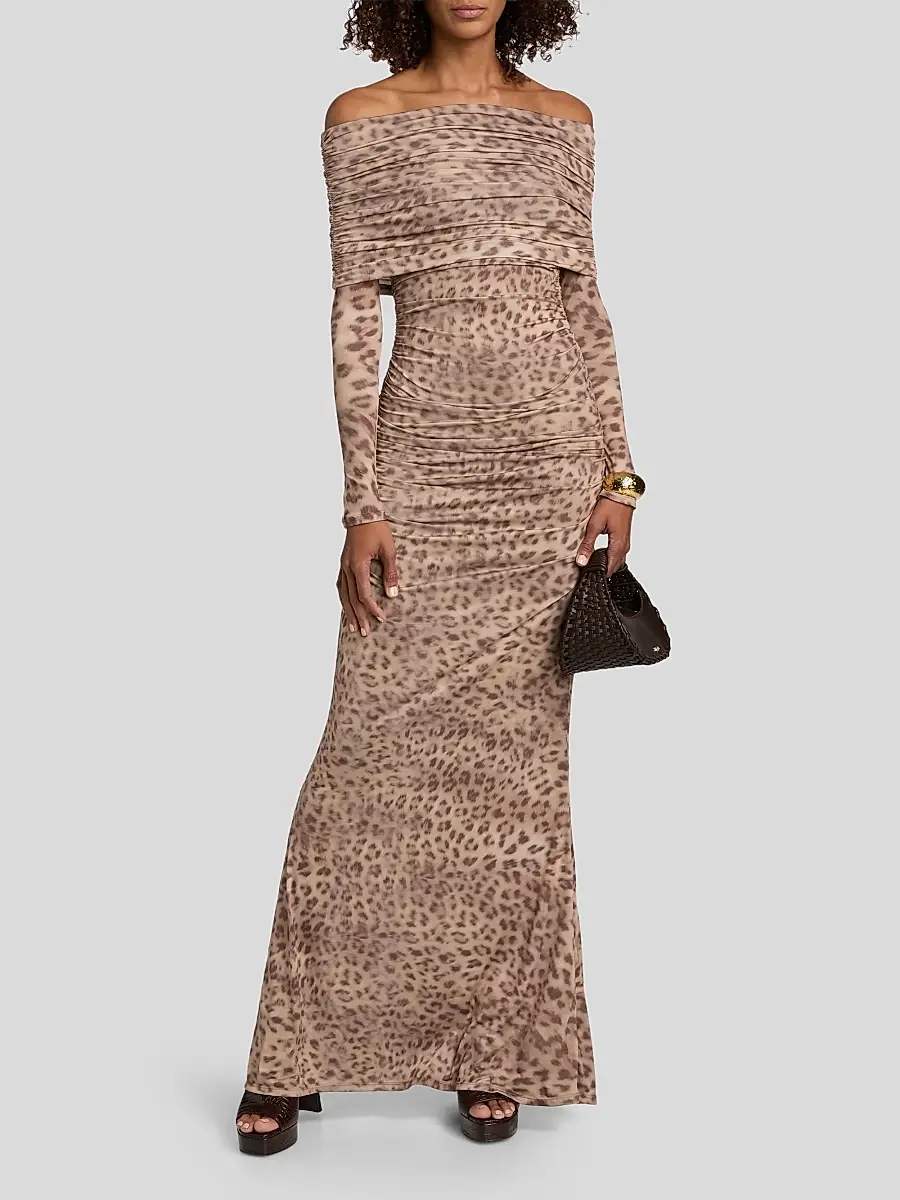 Lapointe Women's Printed Jersey Off-The-Shoulder Maxi Dress | Thumbnail 3 Lapointe Women's Printed Jersey Off-The-Shoulder Maxi Dress | Thumbnail 3