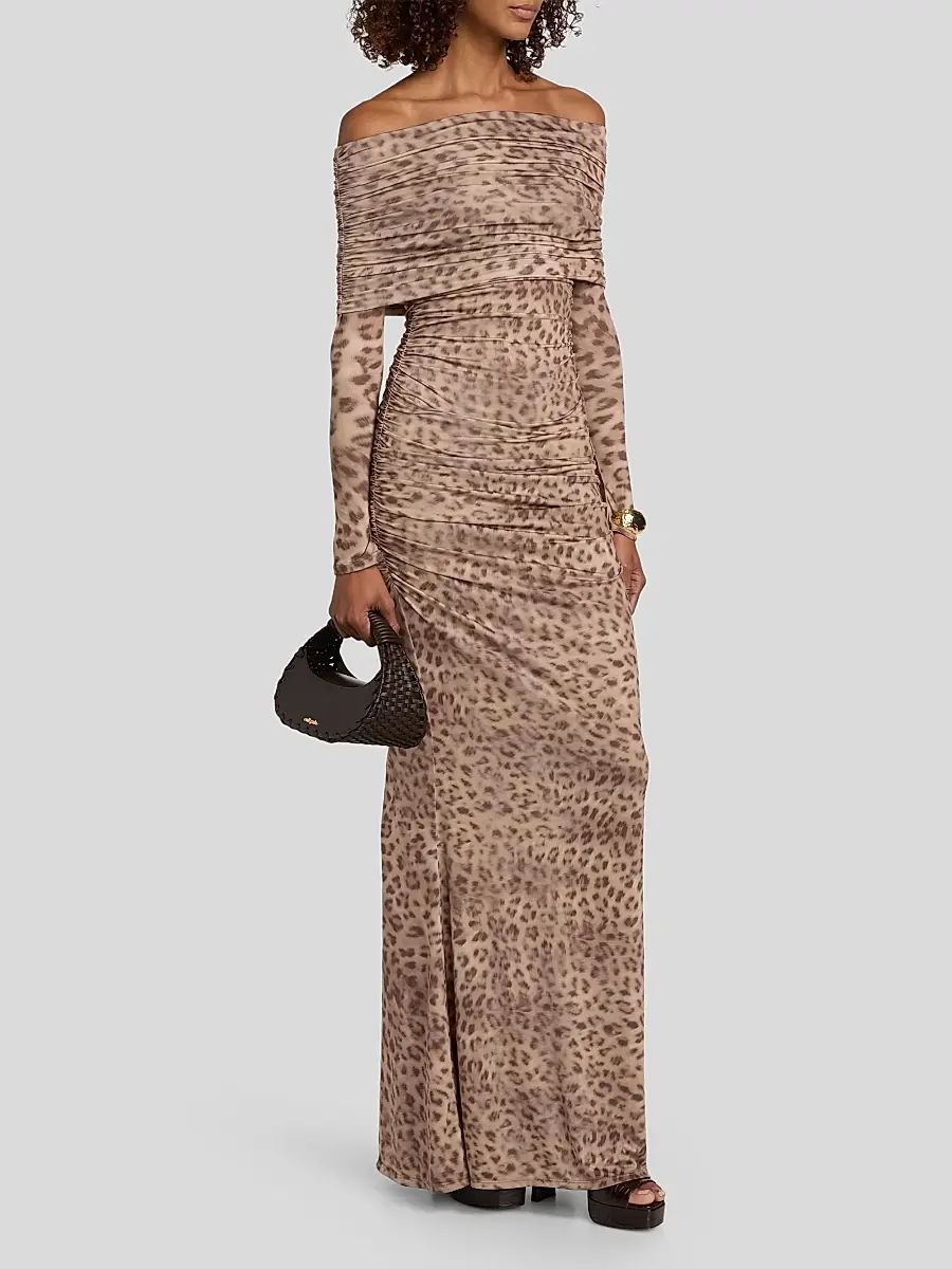 Lapointe Women's Printed Jersey Off-The-Shoulder Maxi Dress | Thumbnail 4 Lapointe Women's Printed Jersey Off-The-Shoulder Maxi Dress | Thumbnail 4