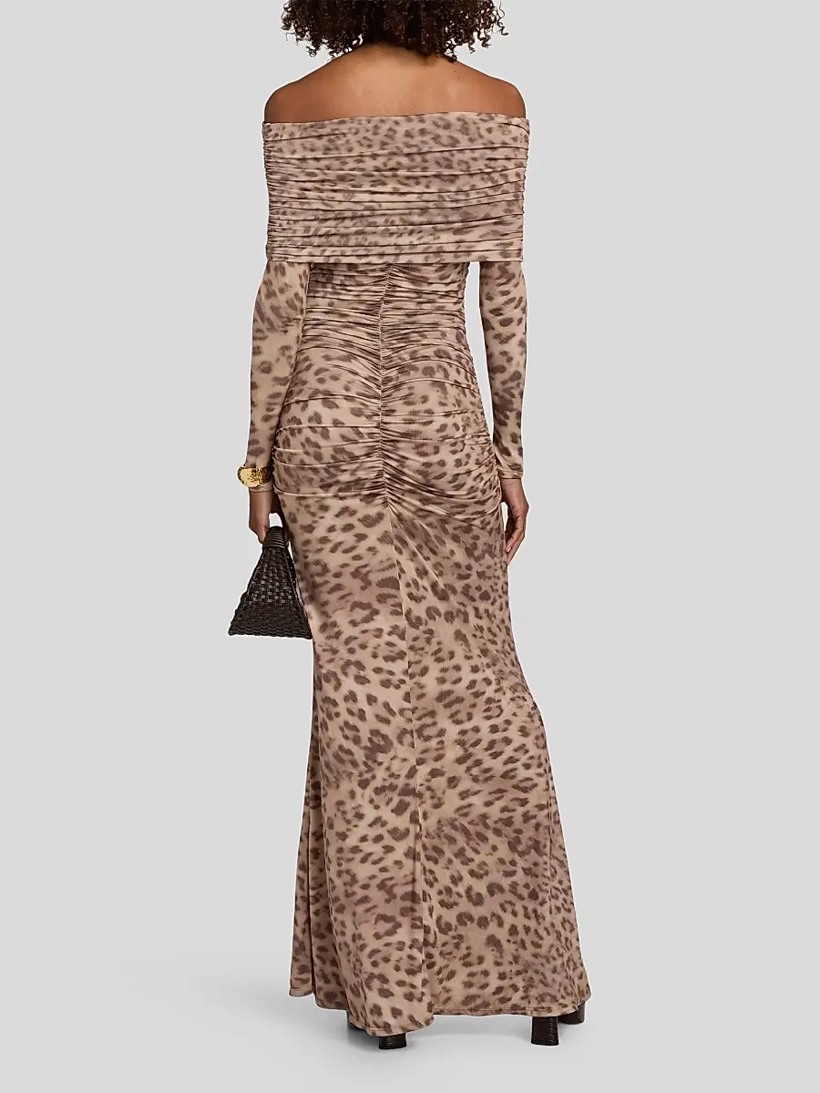 Lapointe Women's Printed Jersey Off-The-Shoulder Maxi Dress | Thumbnail 5 Lapointe Women's Printed Jersey Off-The-Shoulder Maxi Dress | Thumbnail 5