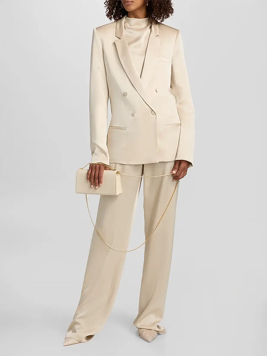 Lapointe Women's Satin Double-Breasted Blazer | Thumbnail 2 Lapointe Women's Satin Double-Breasted Blazer | Thumbnail 2
