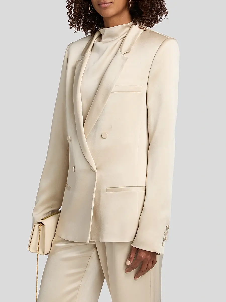 Lapointe Women's Satin Double-Breasted Blazer | Thumbnail 4 Lapointe Women's Satin Double-Breasted Blazer | Thumbnail 4