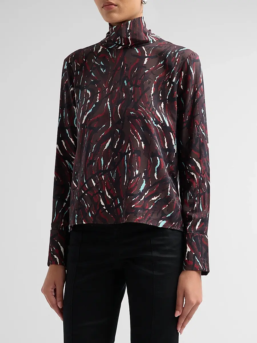 Proenza Schouler White Label Women's Ansel Printed Twill Top | Thumbnail 4 Proenza Schouler White Label Women's Ansel Printed Twill Top | Thumbnail 4