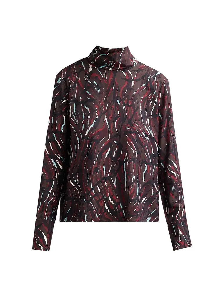 Proenza Schouler White Label Women's Ansel Printed Twill Top - Coffee Multi | Image 1 Proenza Schouler White Label Women's Ansel Printed Twill Top - Coffee Multi | Image 1