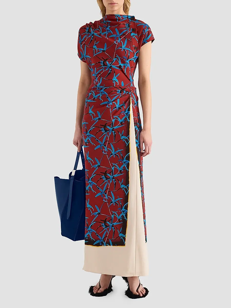 Proenza Schouler Women's Anais Printed Stretch Cady Layered Maxi Dress | Thumbnail 2