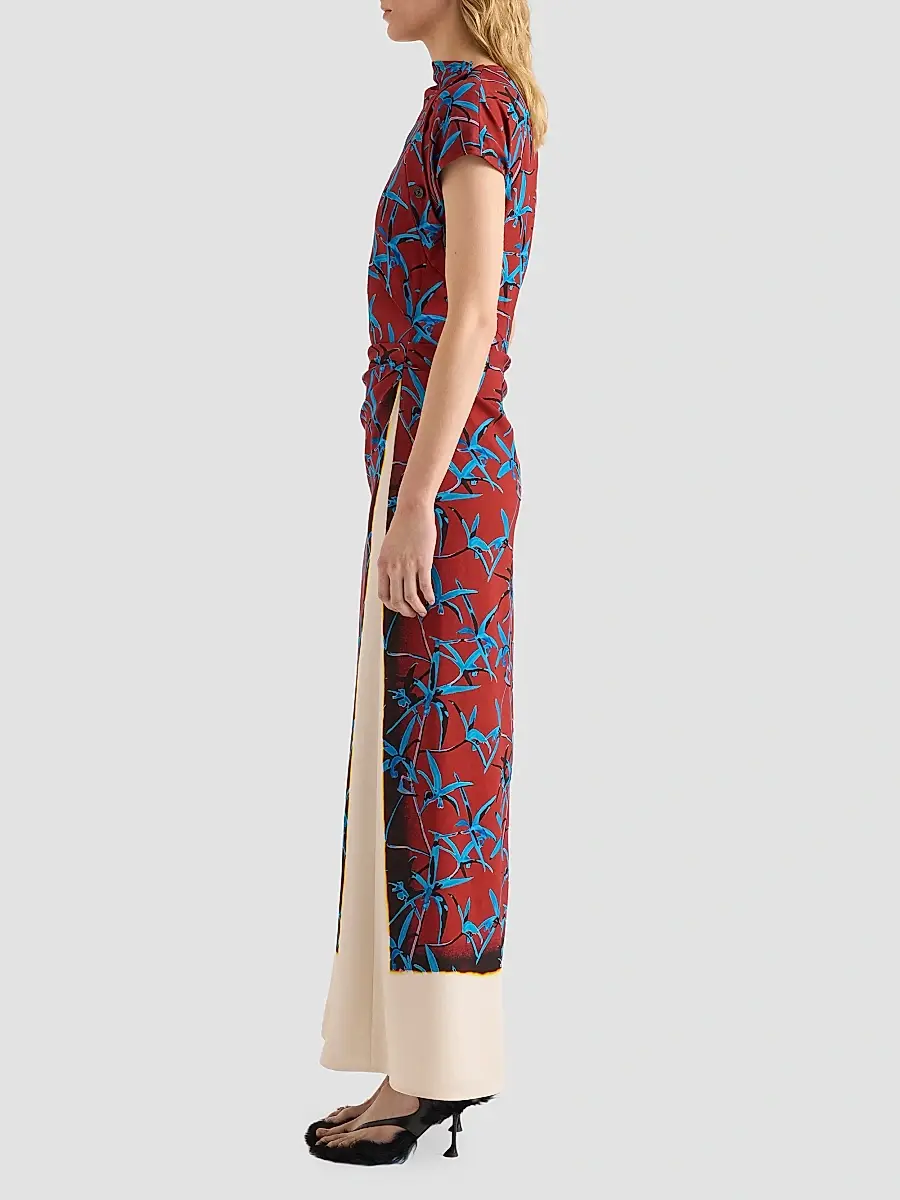 Proenza Schouler Women's Anais Printed Stretch Cady Layered Maxi Dress | Thumbnail 5