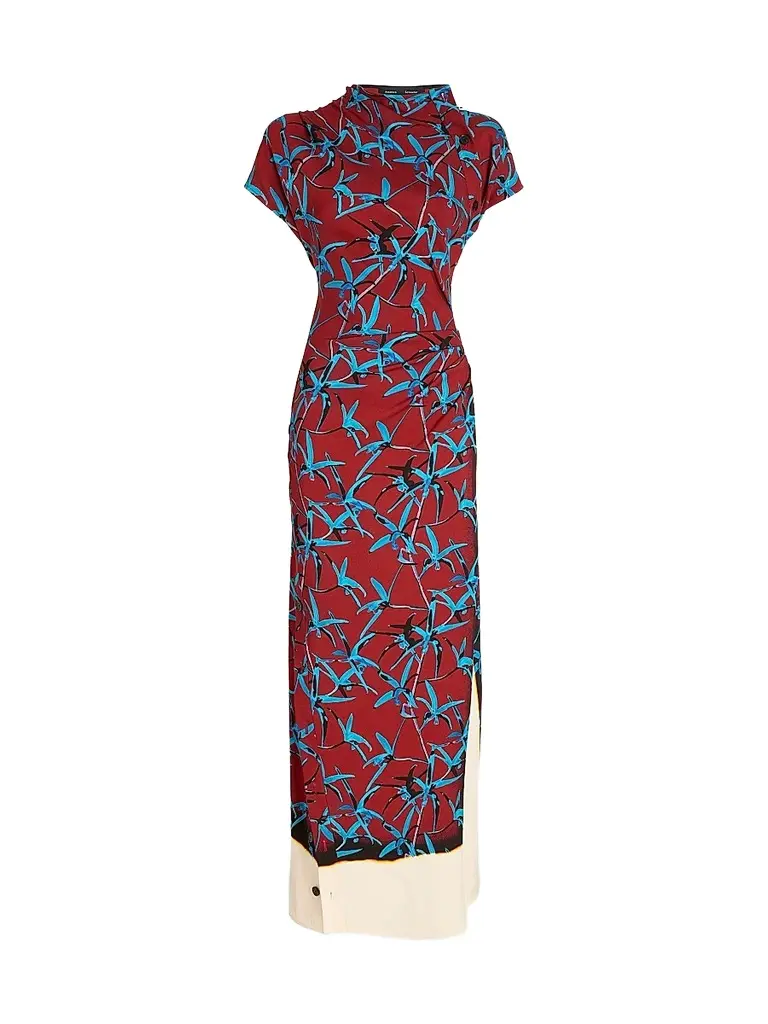 Proenza Schouler Women's Anais Printed Stretch Cady Layered Maxi Dress - Madder Multi | Image 1 Proenza Schouler Women's Anais Printed Stretch Cady Layered Maxi Dress - Madder Multi | Image 1