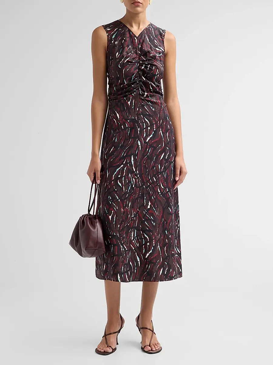 Proenza Schouler White Label Women's Clem Printed Soft Twill Midi Dress | Thumbnail 2