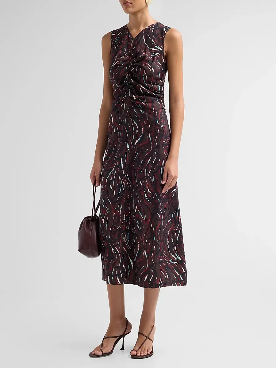 Proenza Schouler White Label Women's Clem Printed Soft Twill Midi Dress | Thumbnail 4