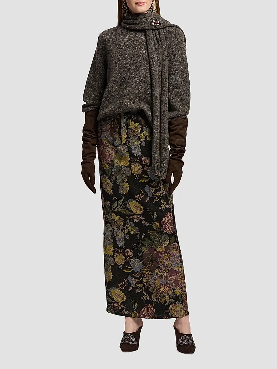 Ralph Lauren Collection Women's Fontaine Tapestry Jacquard Maxi Skirt | Thumbnail 2