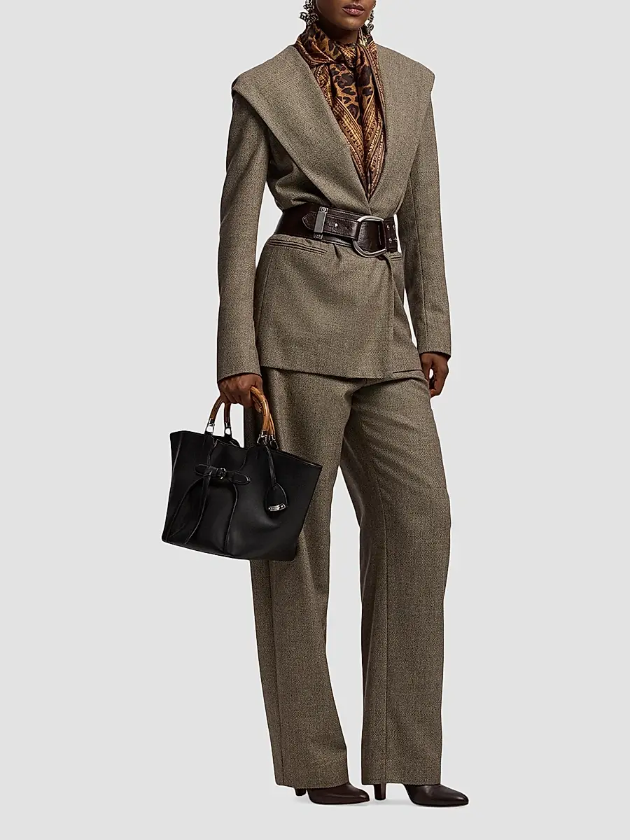Ralph Lauren Collection Women's Stassie Birdseye Tweed Hooded Blazer | Thumbnail 2 Ralph Lauren Collection Women's Stassie Birdseye Tweed Hooded Blazer | Thumbnail 2