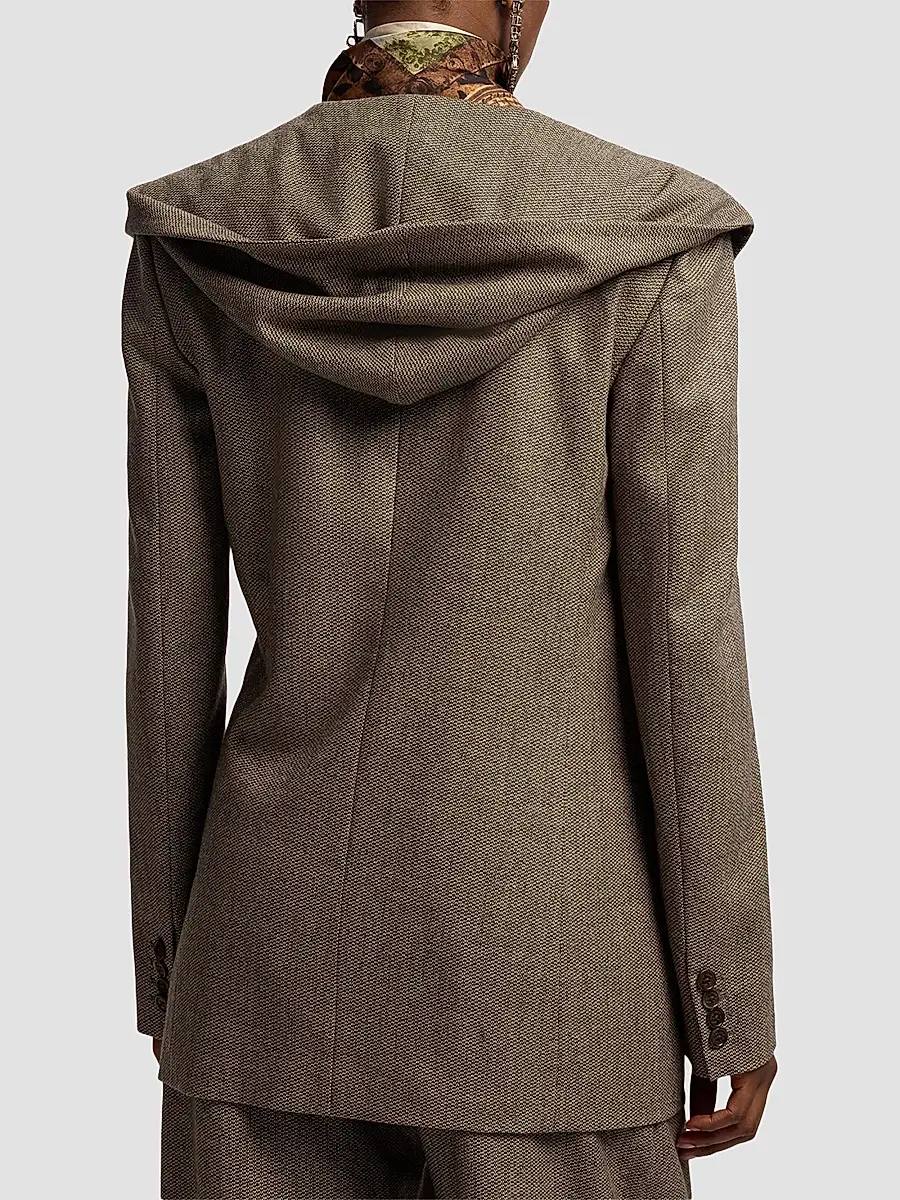 Ralph Lauren Collection Women's Stassie Birdseye Tweed Hooded Blazer | Thumbnail 3 Ralph Lauren Collection Women's Stassie Birdseye Tweed Hooded Blazer | Thumbnail 3