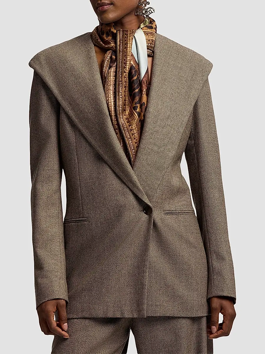 Ralph Lauren Collection Women's Stassie Birdseye Tweed Hooded Blazer | Thumbnail 4 Ralph Lauren Collection Women's Stassie Birdseye Tweed Hooded Blazer | Thumbnail 4