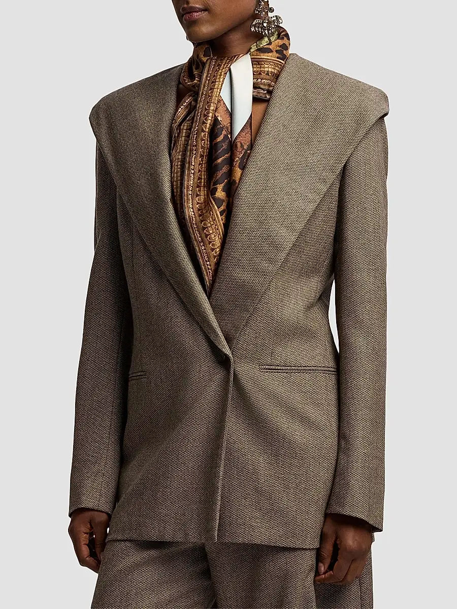 Ralph Lauren Collection Women's Stassie Birdseye Tweed Hooded Blazer | Thumbnail 5 Ralph Lauren Collection Women's Stassie Birdseye Tweed Hooded Blazer | Thumbnail 5