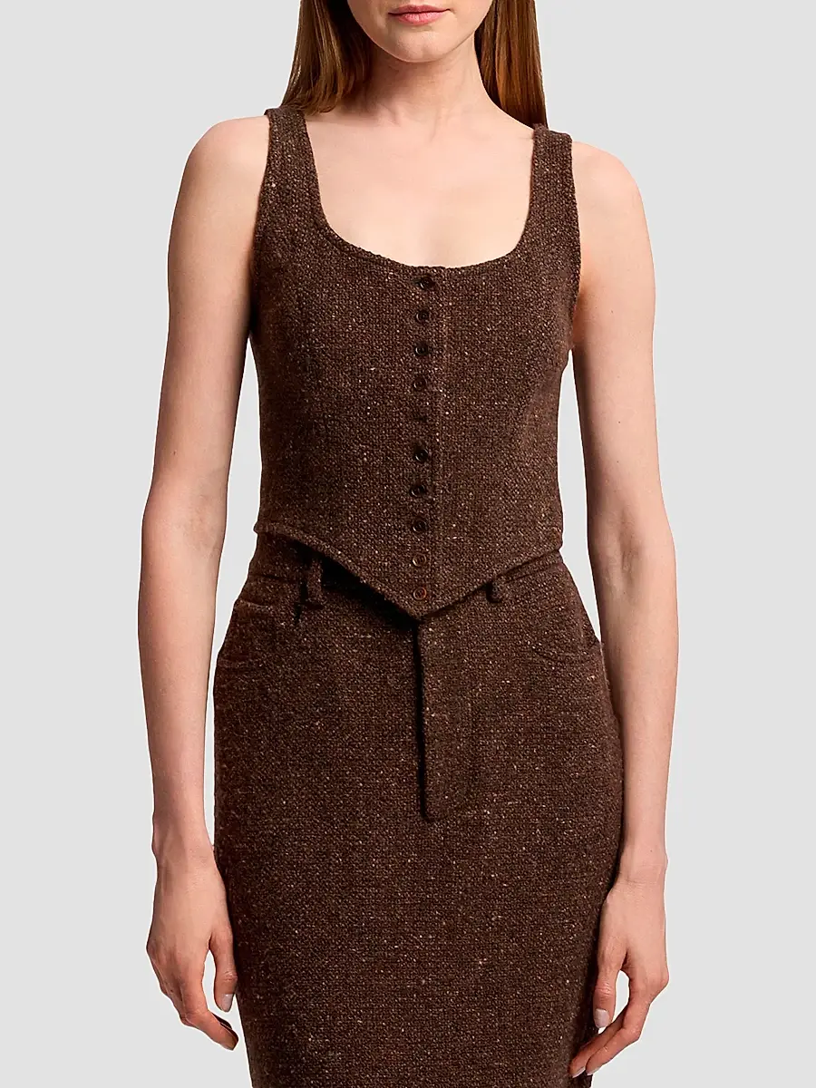 Ralph Lauren Collection Women's Sherry Wool-Blend Donegal Tweed Top | Thumbnail 4