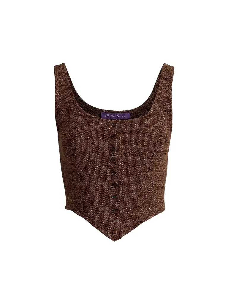 Ralph Lauren Collection Women's Sherry Tweed Sleeveless Top - Brown | Image 1 Ralph Lauren Collection Women's Sherry Tweed Sleeveless Top - Brown | Image 1