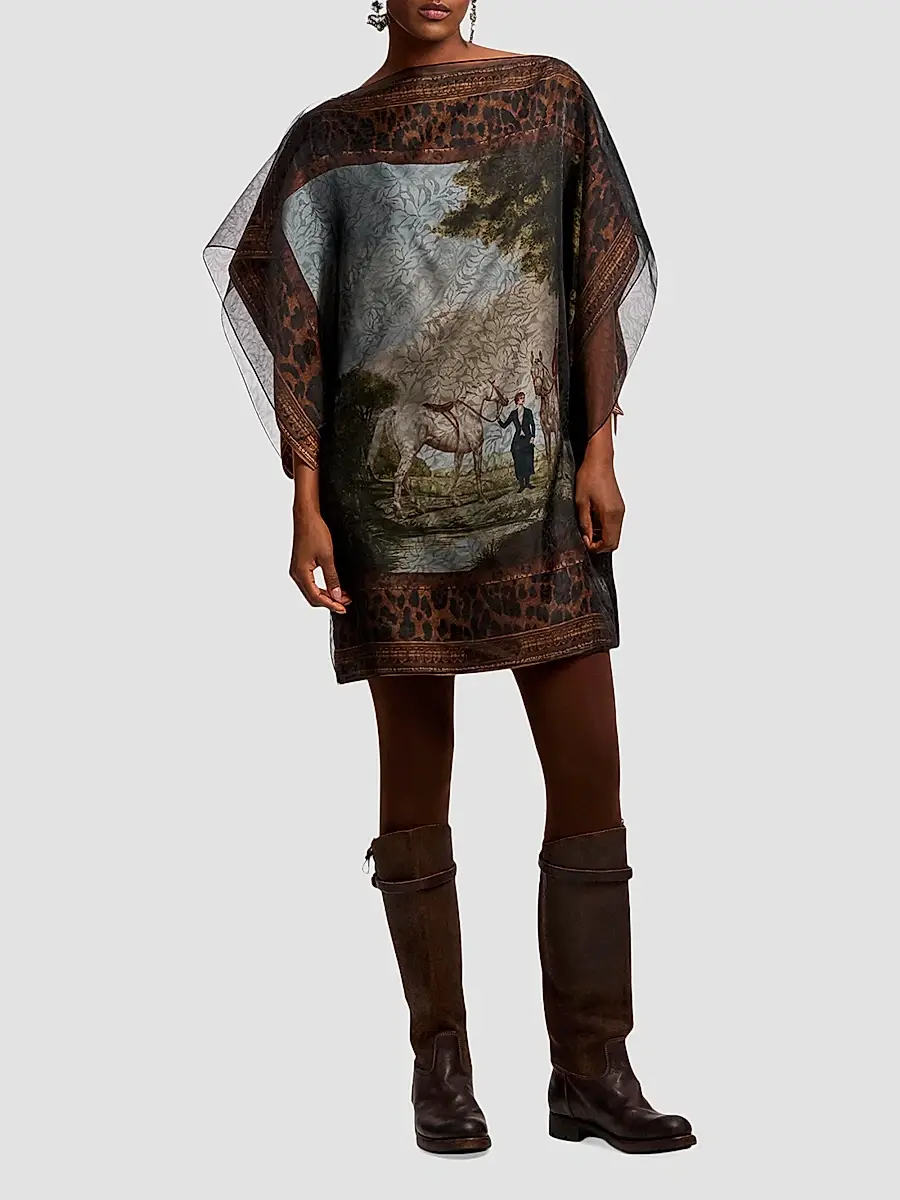Ralph Lauren Collection Women's Orianne Scenic Twill Tunic Dress | Thumbnail 4 Ralph Lauren Collection Women's Orianne Scenic Twill Tunic Dress | Thumbnail 4