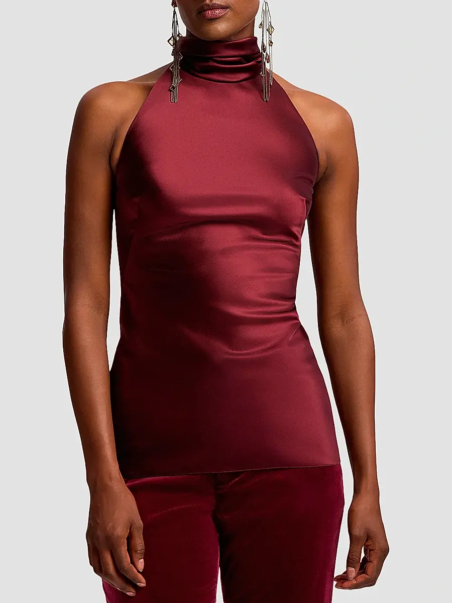 Ralph Lauren Collection Women's Chilton Satin Halter Blouse | Thumbnail 4 Ralph Lauren Collection Women's Chilton Satin Halter Blouse | Thumbnail 4