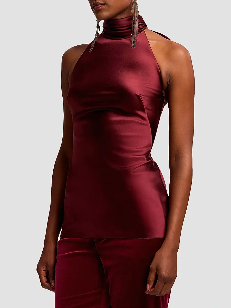 Ralph Lauren Collection Women's Chilton Satin Halter Blouse | Thumbnail 5 Ralph Lauren Collection Women's Chilton Satin Halter Blouse | Thumbnail 5