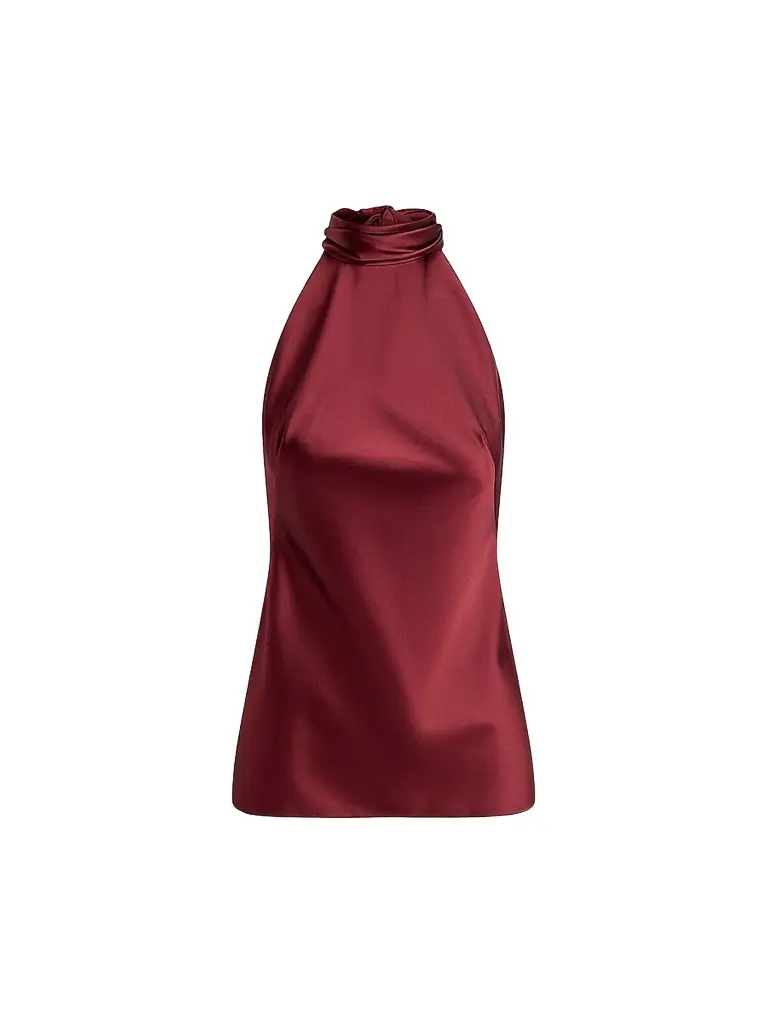 Ralph Lauren Collection Women's Chilton Satin Halter Blouse - Red | Image 1 Ralph Lauren Collection Women's Chilton Satin Halter Blouse - Red | Image 1