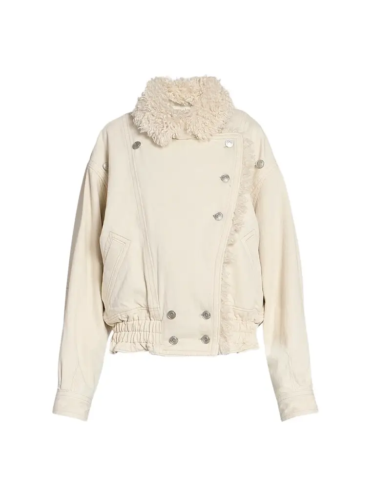 Isabel Marant Women's Valineo Sherpa-Lined Denim Jacket - Ecru | Image 1 Isabel Marant Women's Valineo Sherpa-Lined Denim Jacket - Ecru | Image 1