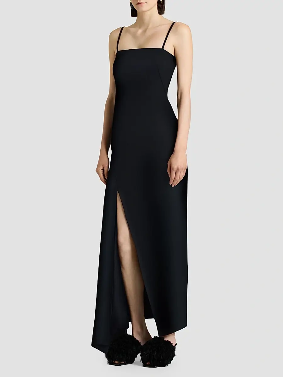 Givenchy Women's Sliced Long Slashed Dress in Crepe Cady - Black | Thumbnail 3 Givenchy Women's Sliced Long Slashed Dress in Crepe Cady - Black | Thumbnail 3