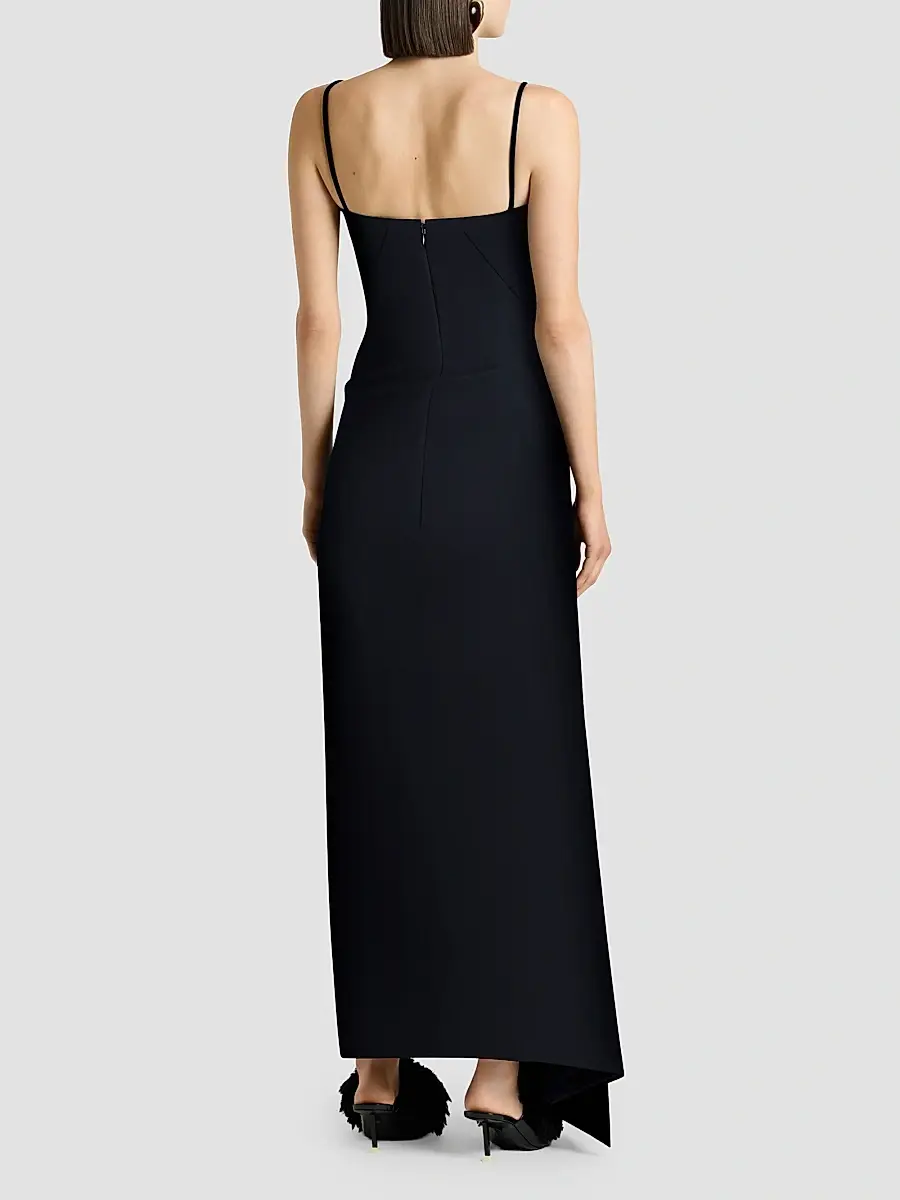 Givenchy Women's Sliced Long Slashed Dress in Crepe Cady - Black | Thumbnail 4 Givenchy Women's Sliced Long Slashed Dress in Crepe Cady - Black | Thumbnail 4