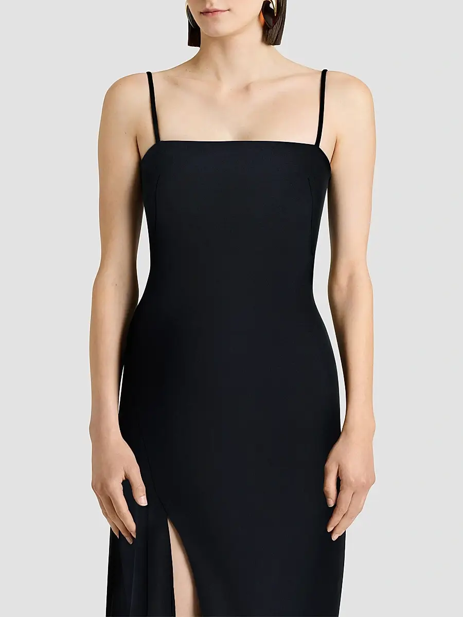 Givenchy Women's Sliced Long Slashed Dress in Crepe Cady - Black | Thumbnail 5 Givenchy Women's Sliced Long Slashed Dress in Crepe Cady - Black | Thumbnail 5