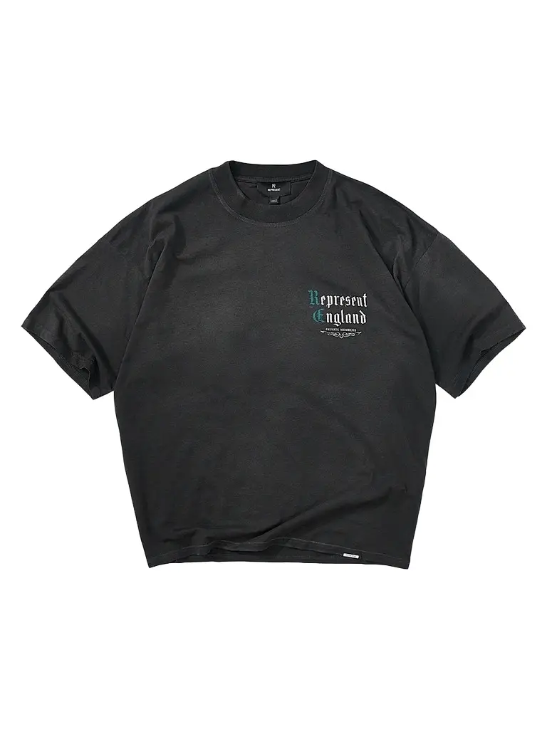 Represent Men's Private Members Cotton-Blend T-Shirt - Stained Black | Image 1 Represent Men's Private Members Cotton-Blend T-Shirt - Stained Black | Image 1