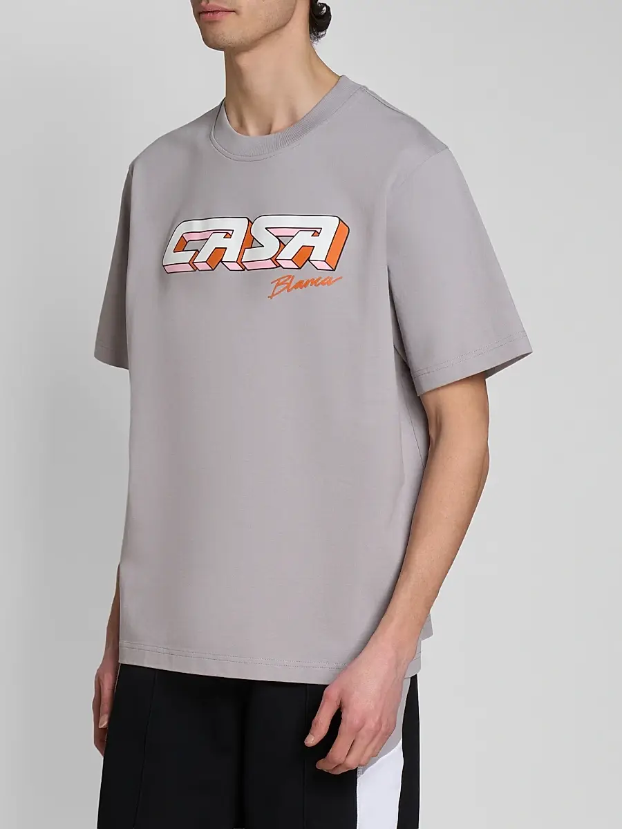 Casablanca Men's Casa Racing 3D Printed Cotton Crewneck T-Shirt | Thumbnail 4