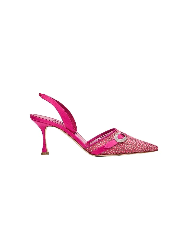 Manolo Blahnik Women's Zutosli 70MM Slingback Pumps - Bright Pink | Image 1 Manolo Blahnik Women's Zutosli 70MM Slingback Pumps - Bright Pink | Image 1