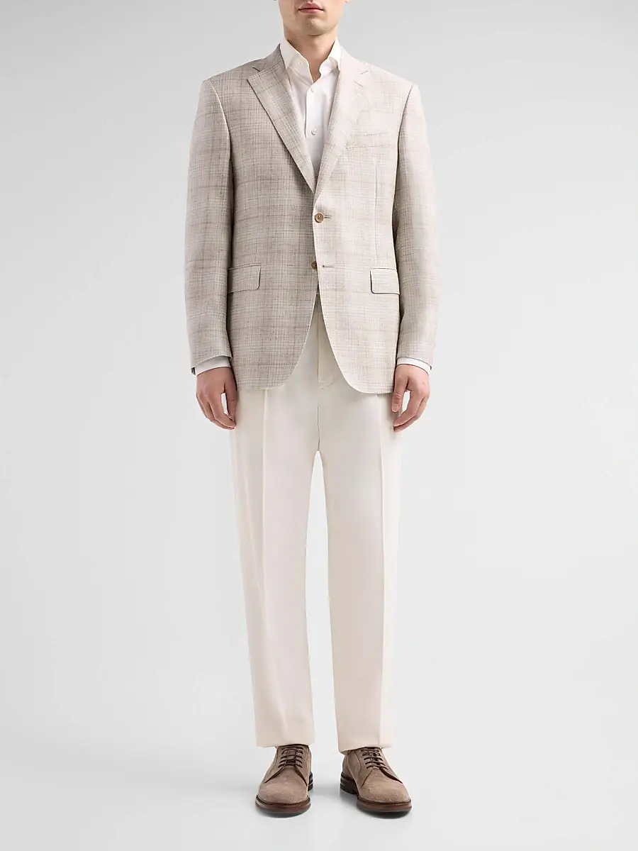 Canali Men's Abstract Plaid Wool-Silk-Linen Sport Coat | Thumbnail 2 Canali Men's Abstract Plaid Wool-Silk-Linen Sport Coat | Thumbnail 2