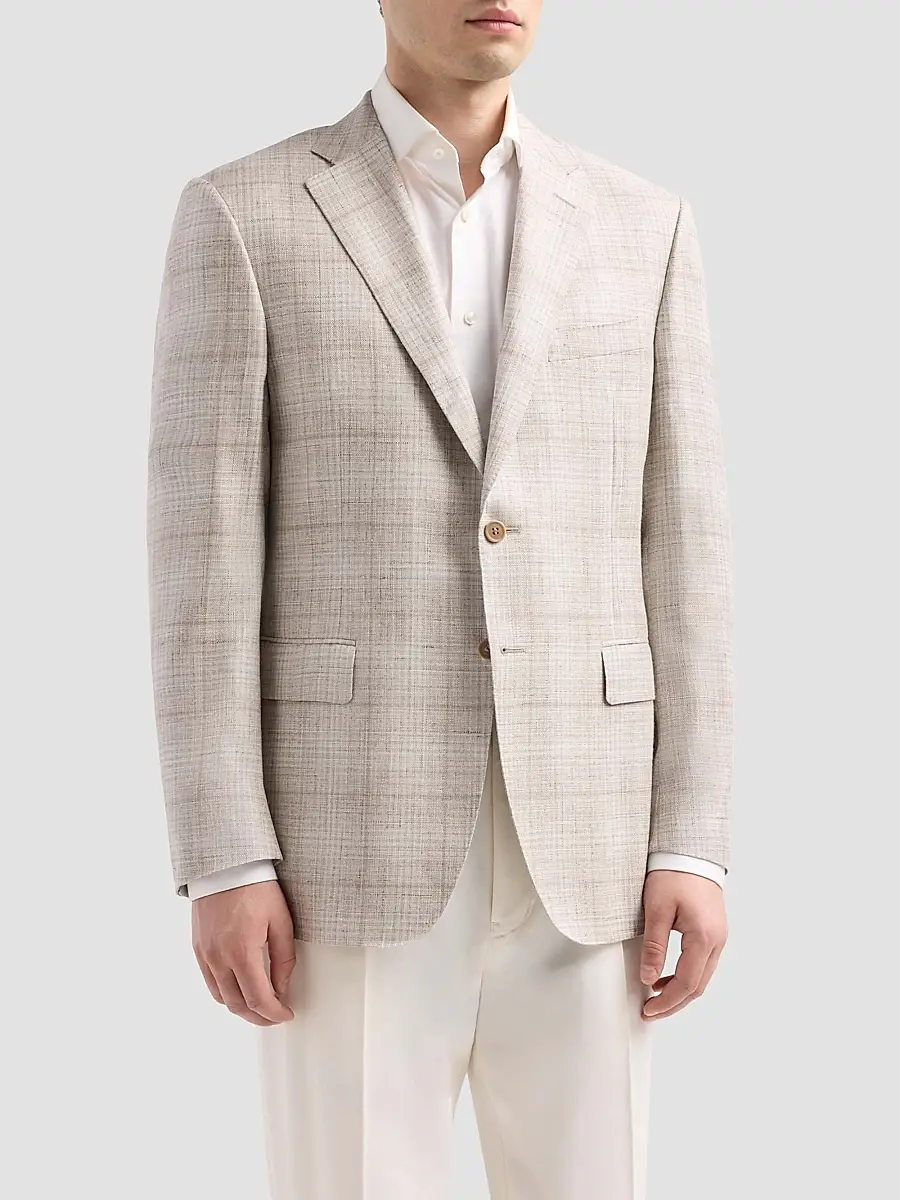 Canali Men's Abstract Plaid Wool-Silk-Linen Sport Coat | Thumbnail 4 Canali Men's Abstract Plaid Wool-Silk-Linen Sport Coat | Thumbnail 4