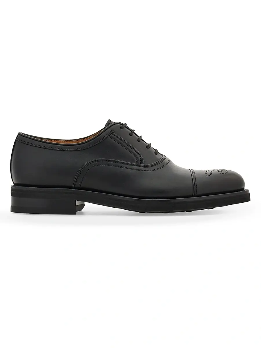 Ferragamo Men's Sebastiano Leather Oxford Brogues - Nero | Image 1 Ferragamo Men's Sebastiano Leather Oxford Brogues - Nero | Image 1