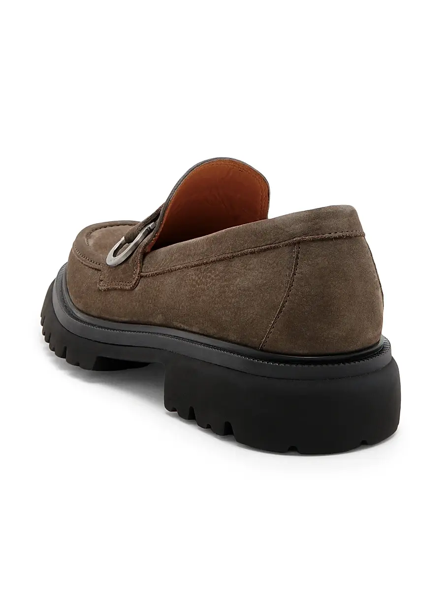 Ferragamo Men's Andover Suede Lug Sole Loafers | Thumbnail 3 Ferragamo Men's Andover Suede Lug Sole Loafers | Thumbnail 3