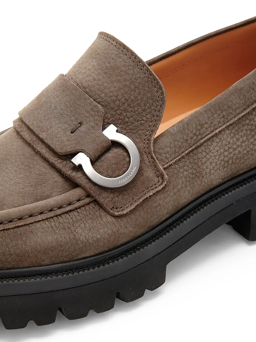 Ferragamo Men's Andover Suede Lug Sole Loafers | Thumbnail 5 Ferragamo Men's Andover Suede Lug Sole Loafers | Thumbnail 5