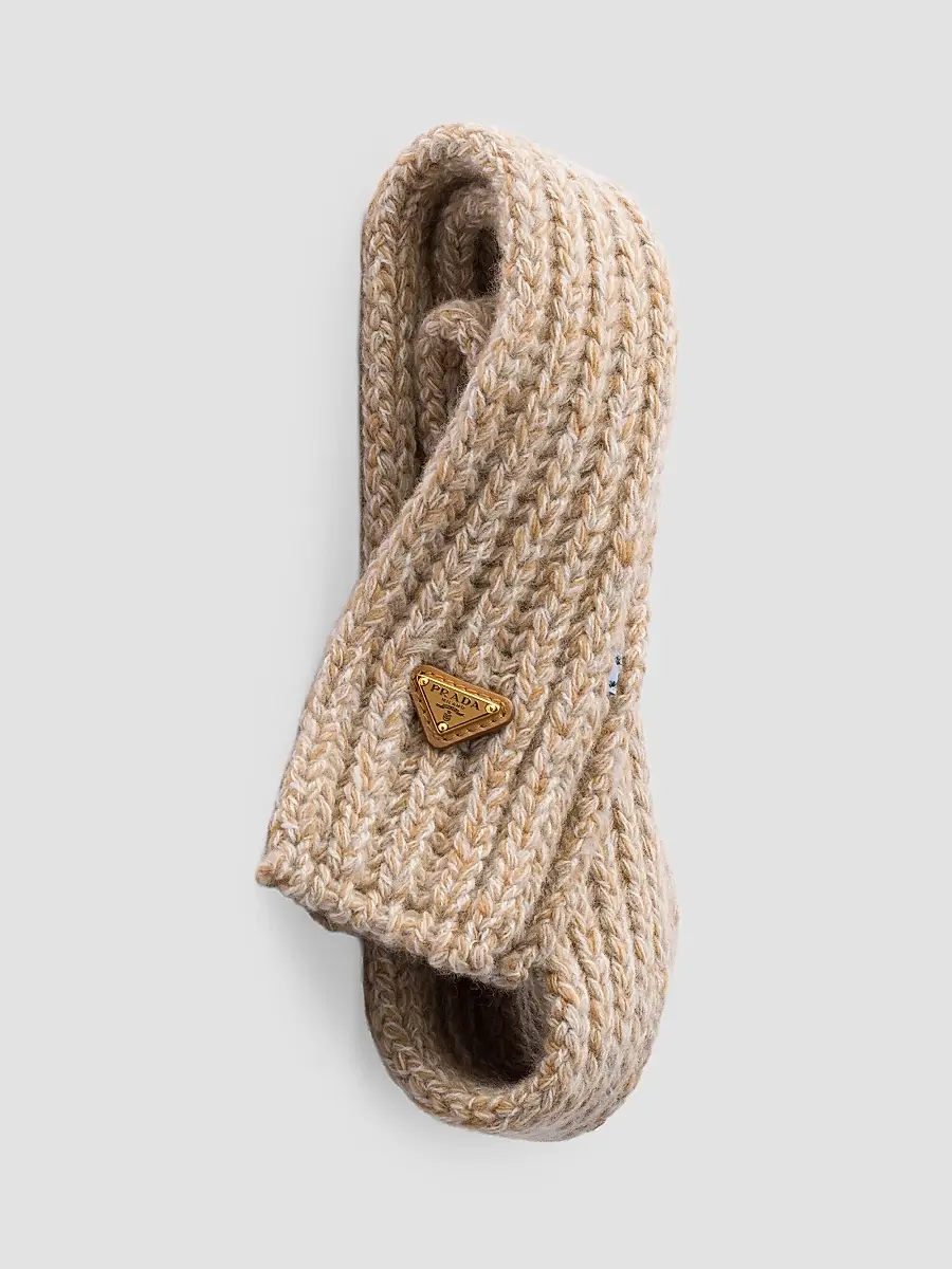 Prada Women's Wool and Mouline Cashmere Scarf | Thumbnail 5 Prada Women's Wool and Mouline Cashmere Scarf | Thumbnail 5
