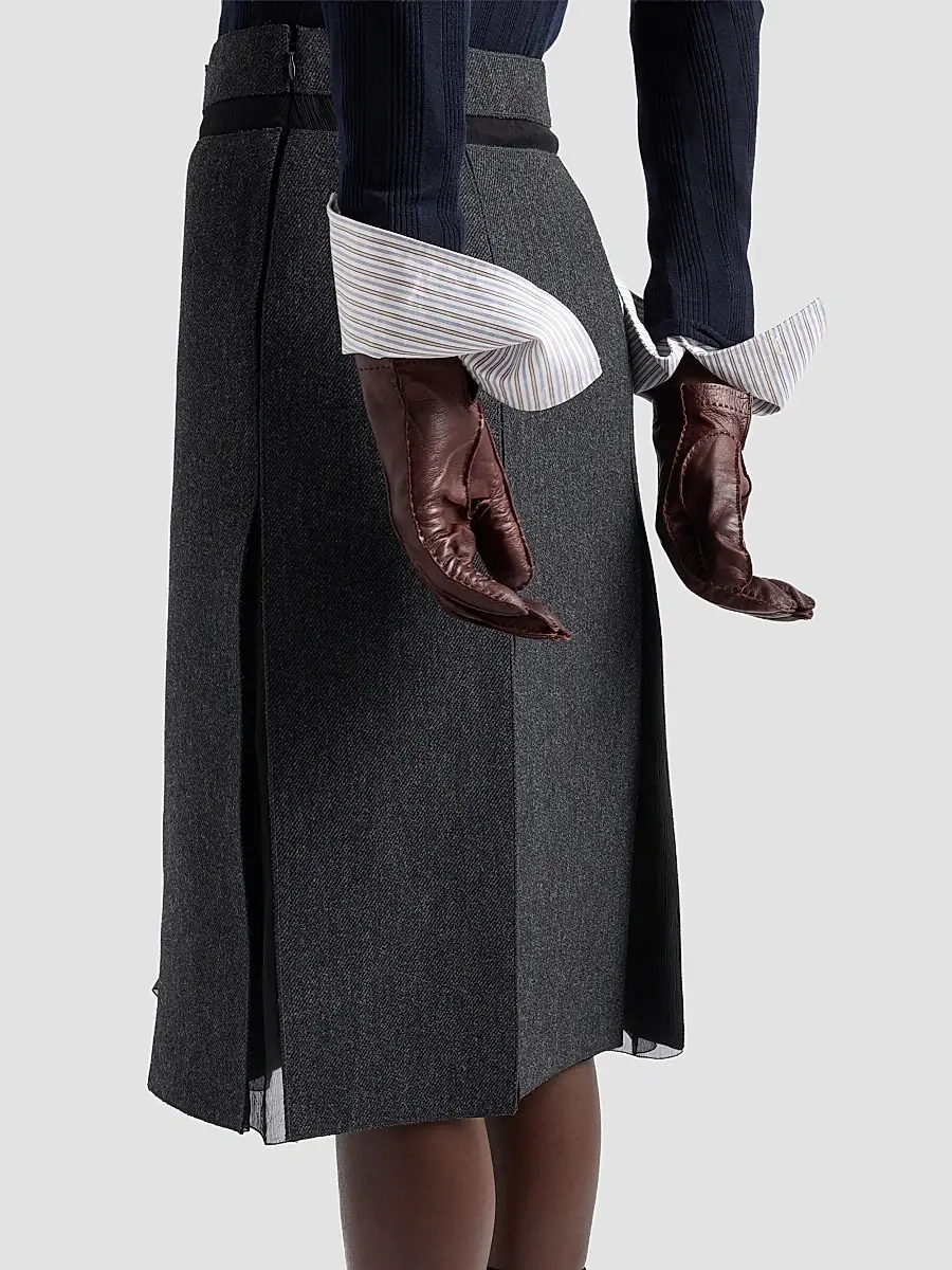 Prada Women's Double Wool Midi-Skirt | Thumbnail 4