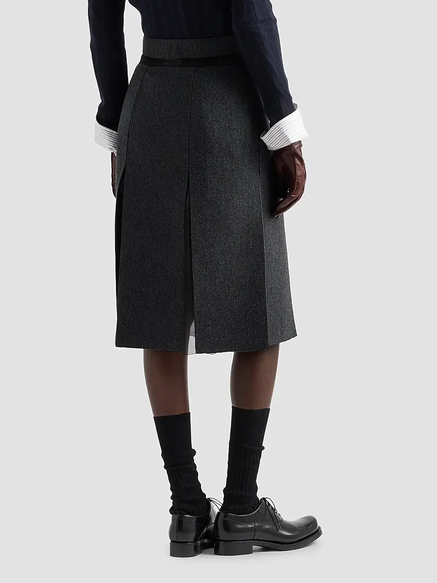 Prada Women's Double Wool Midi-Skirt | Thumbnail 5