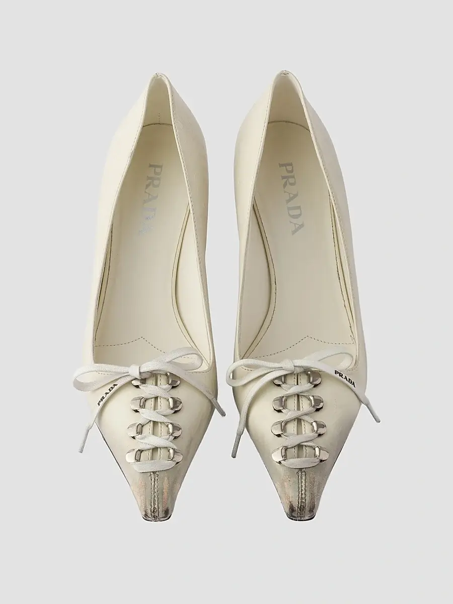 Prada Women's Antiqued Leather Pumps | Thumbnail 2