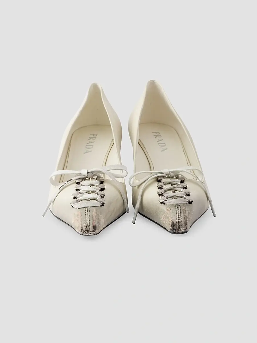 Prada Women's Antiqued Leather Pumps | Thumbnail 4