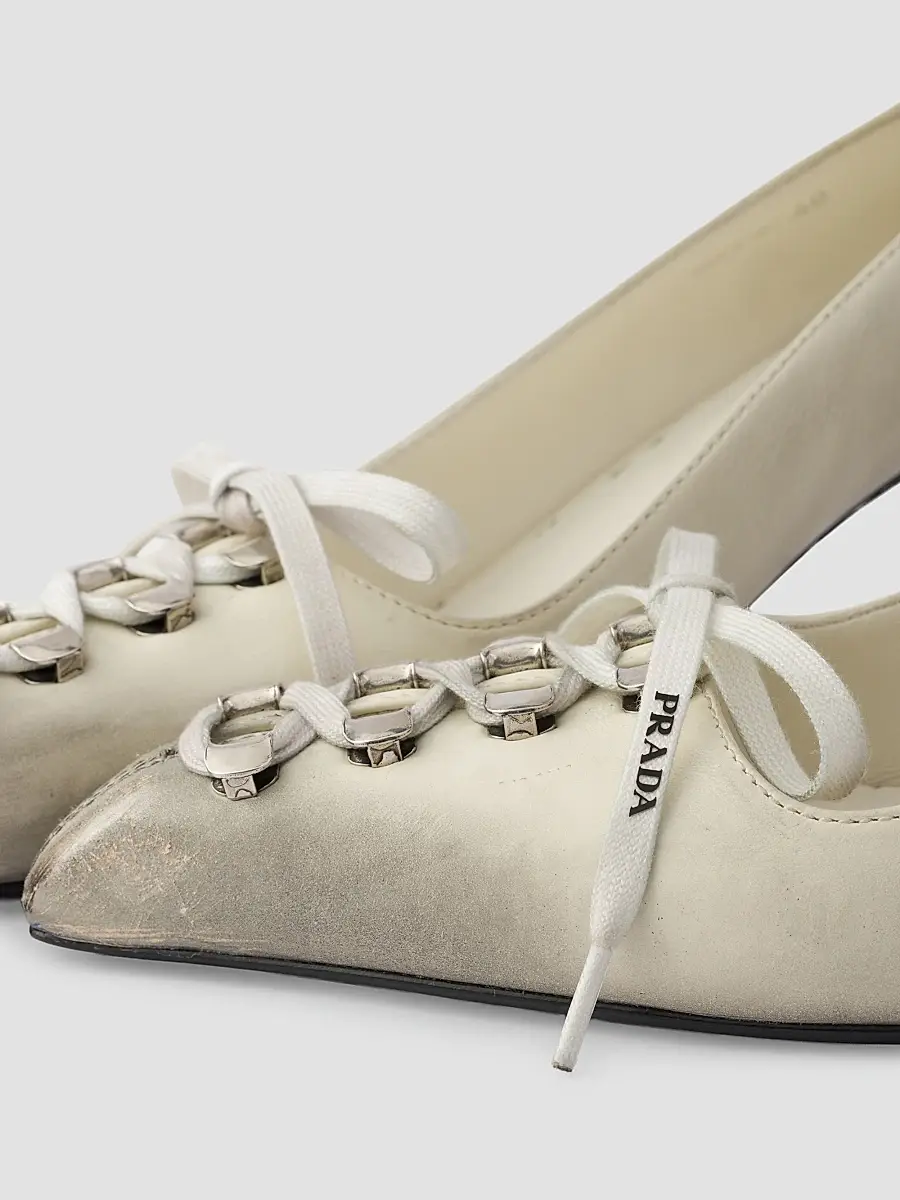 Prada Women's Antiqued Leather Pumps | Thumbnail 5