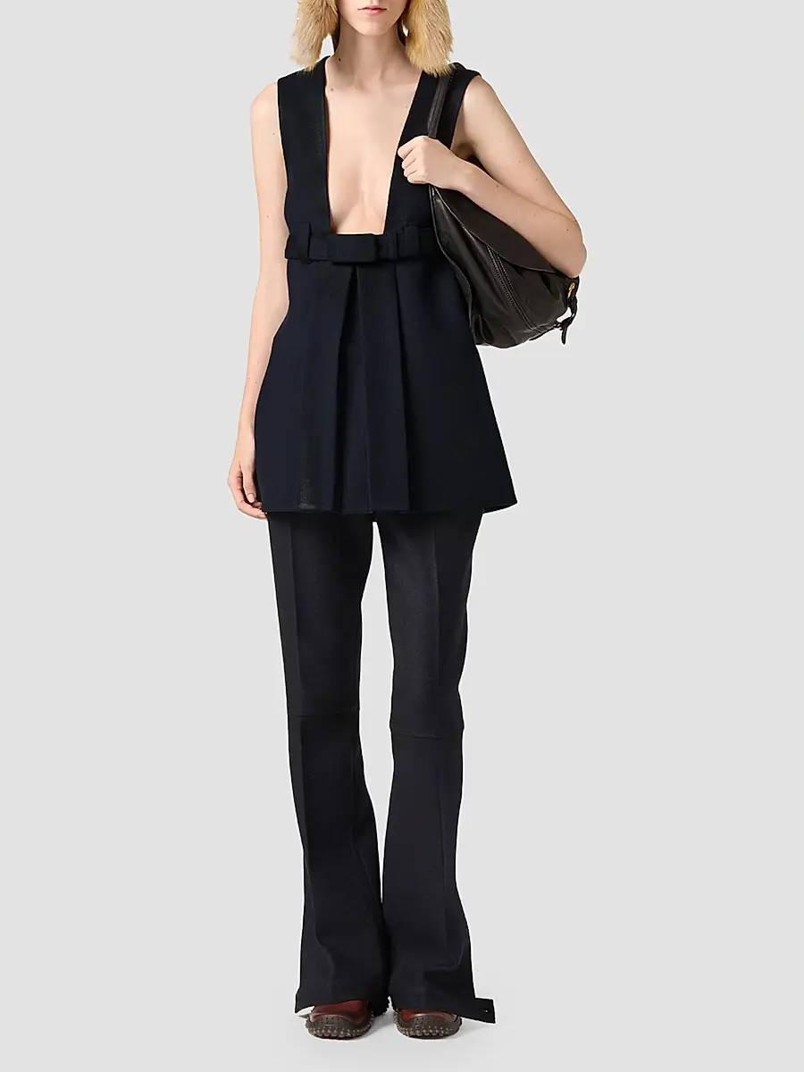 Miu Miu Women's Waxed Double Wool Dress | Thumbnail 2 Miu Miu Women's Waxed Double Wool Dress | Thumbnail 2