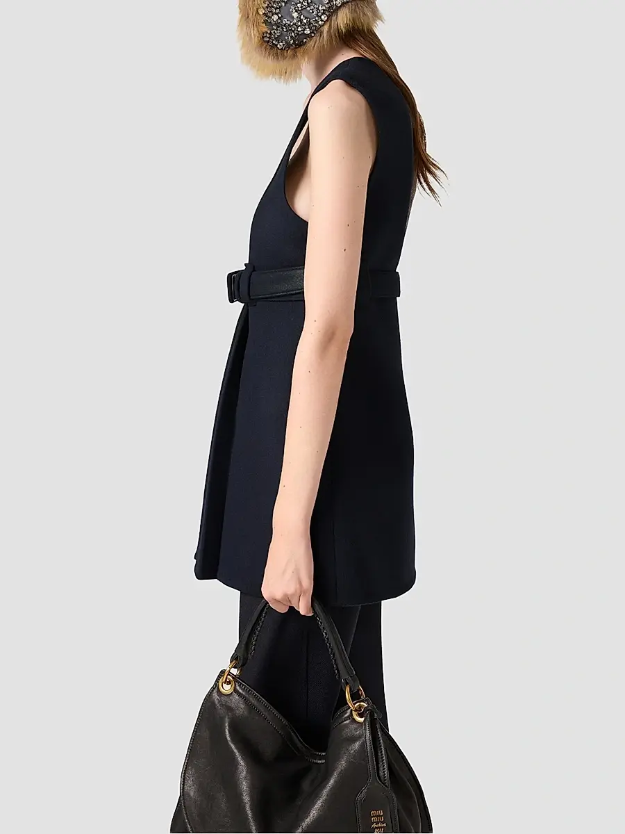 Miu Miu Women's Waxed Double Wool Dress | Thumbnail 4 Miu Miu Women's Waxed Double Wool Dress | Thumbnail 4