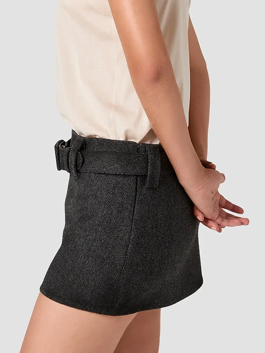 Miu Miu Women's Waxed Double Wool Mini-Skirt | Thumbnail 6 Miu Miu Women's Waxed Double Wool Mini-Skirt | Thumbnail 6