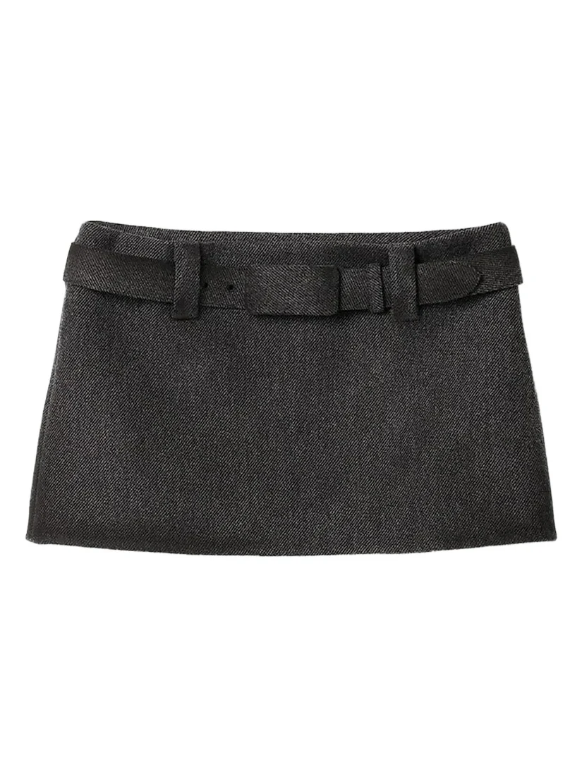 Miu Miu Women's Waxed Double Wool Mini-Skirt