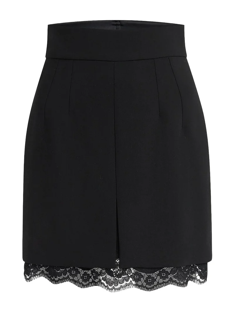 Dolce & Gabbana Women's Lace-Hemmed Wool Mini Skirt