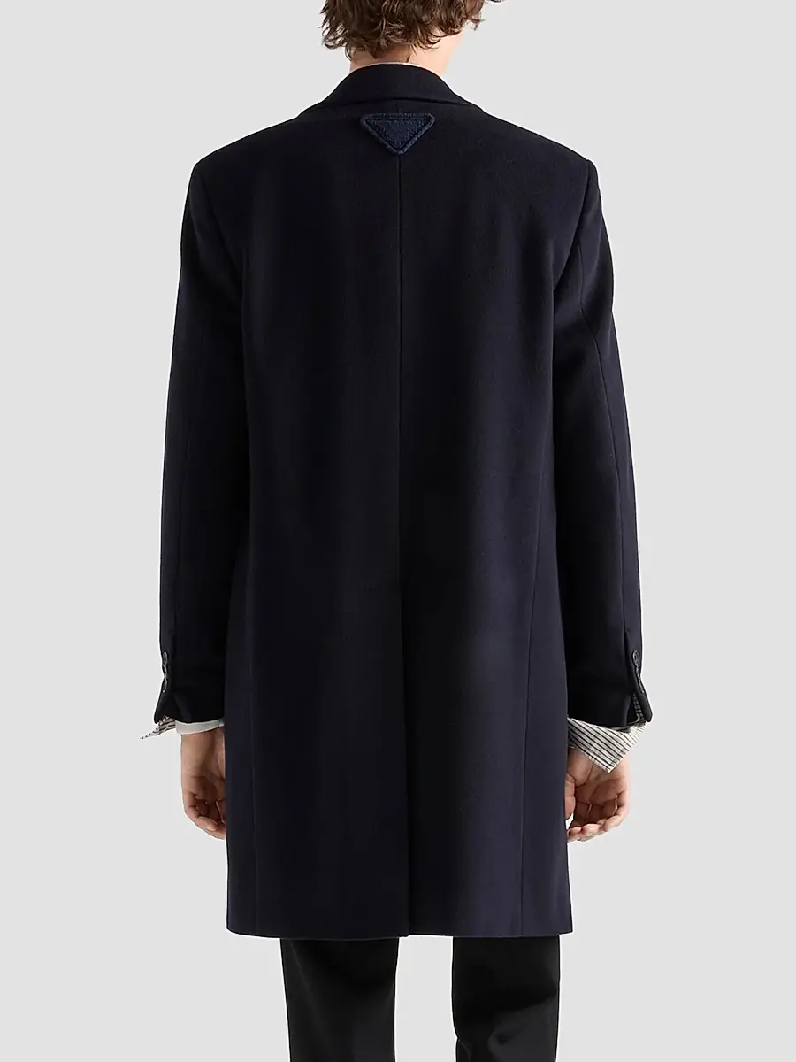 Prada Men's Single-Breasted Wool and Cashmere Coat - Blue | Thumbnail 5 Prada Men's Single-Breasted Wool and Cashmere Coat - Blue | Thumbnail 5