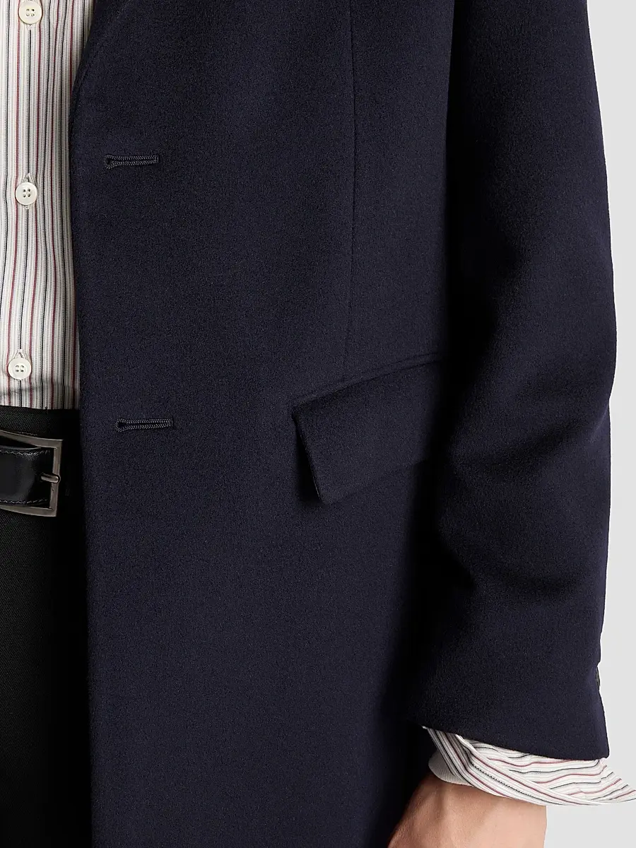 Prada Men's Single-Breasted Wool and Cashmere Coat - Blue | Thumbnail 6 Prada Men's Single-Breasted Wool and Cashmere Coat - Blue | Thumbnail 6