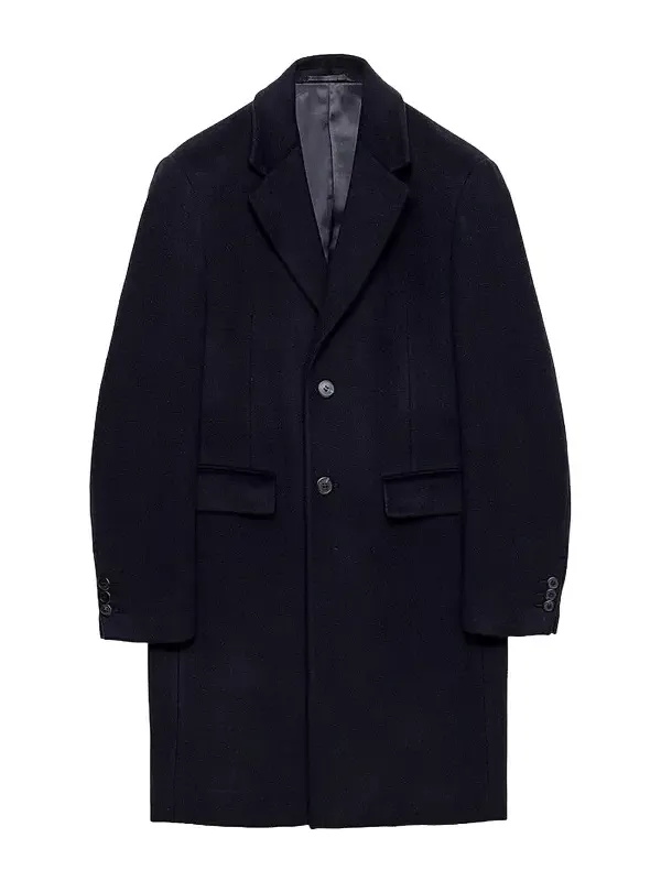 Men's Single-Breasted Wool and Cashmere Coat - Blue Men's Single-Breasted Wool and Cashmere Coat - Blue
